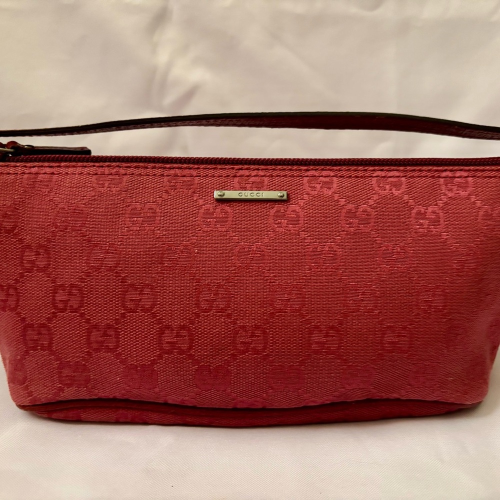 Gucci Red Cosmetic Bag with GG Monogram